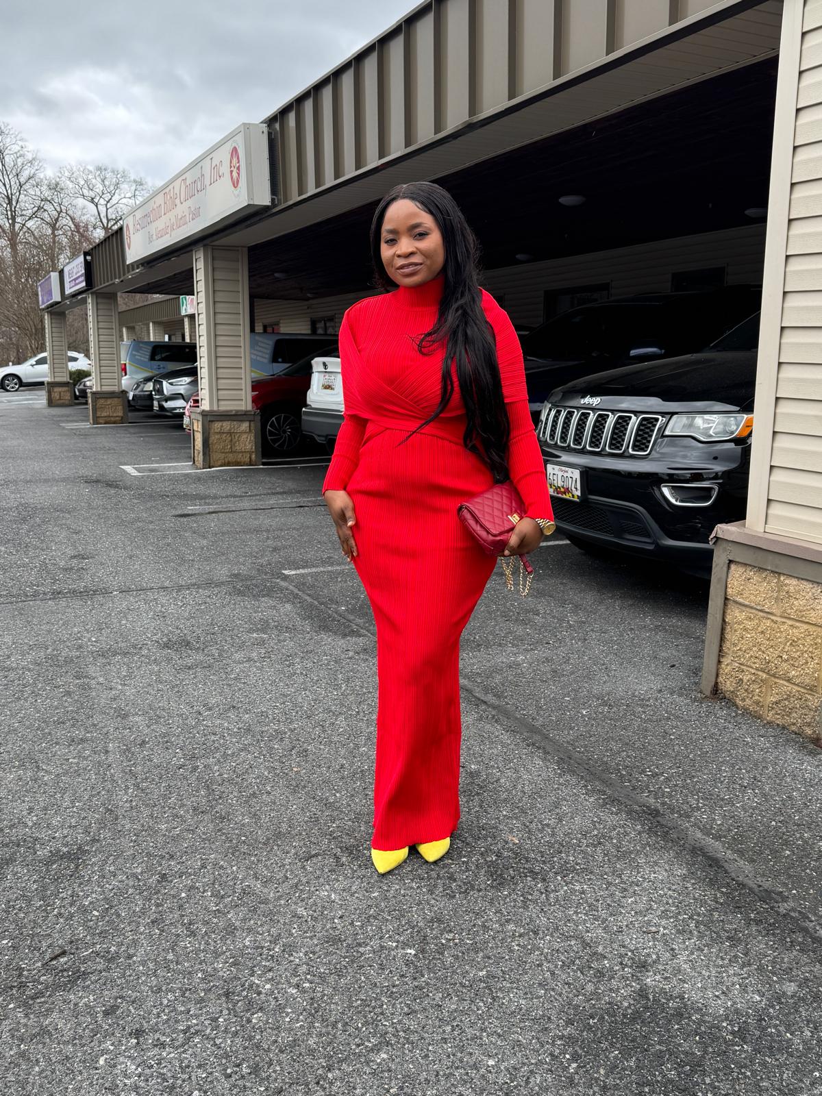 Red long gown
