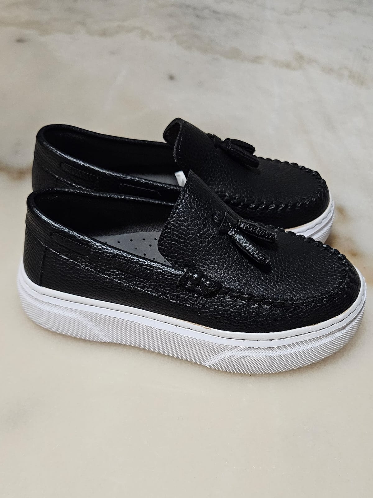 Black and brown loafers for kids